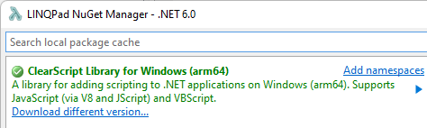LINQPad 7 NuGet Manager (arm64)